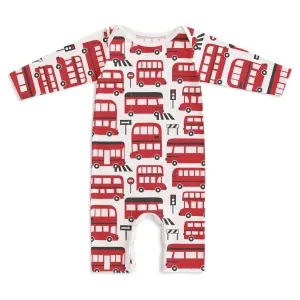 Long Sleeve Romper (Double Decker Buses Red)