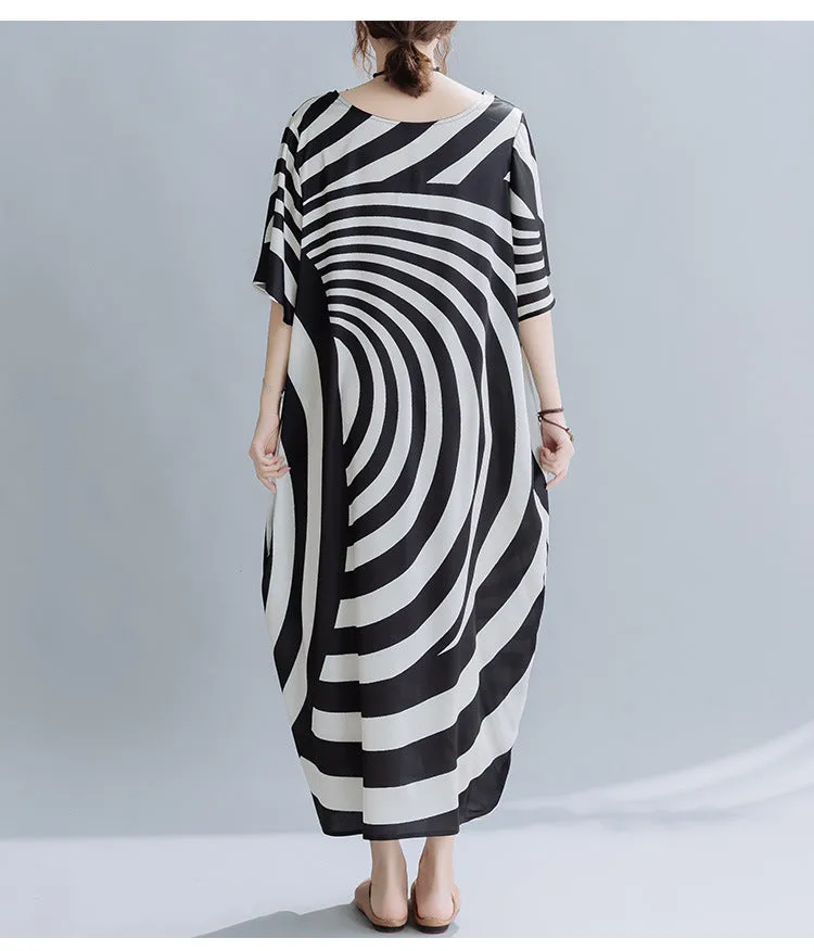 Loose Striped Printed Maxi Dress