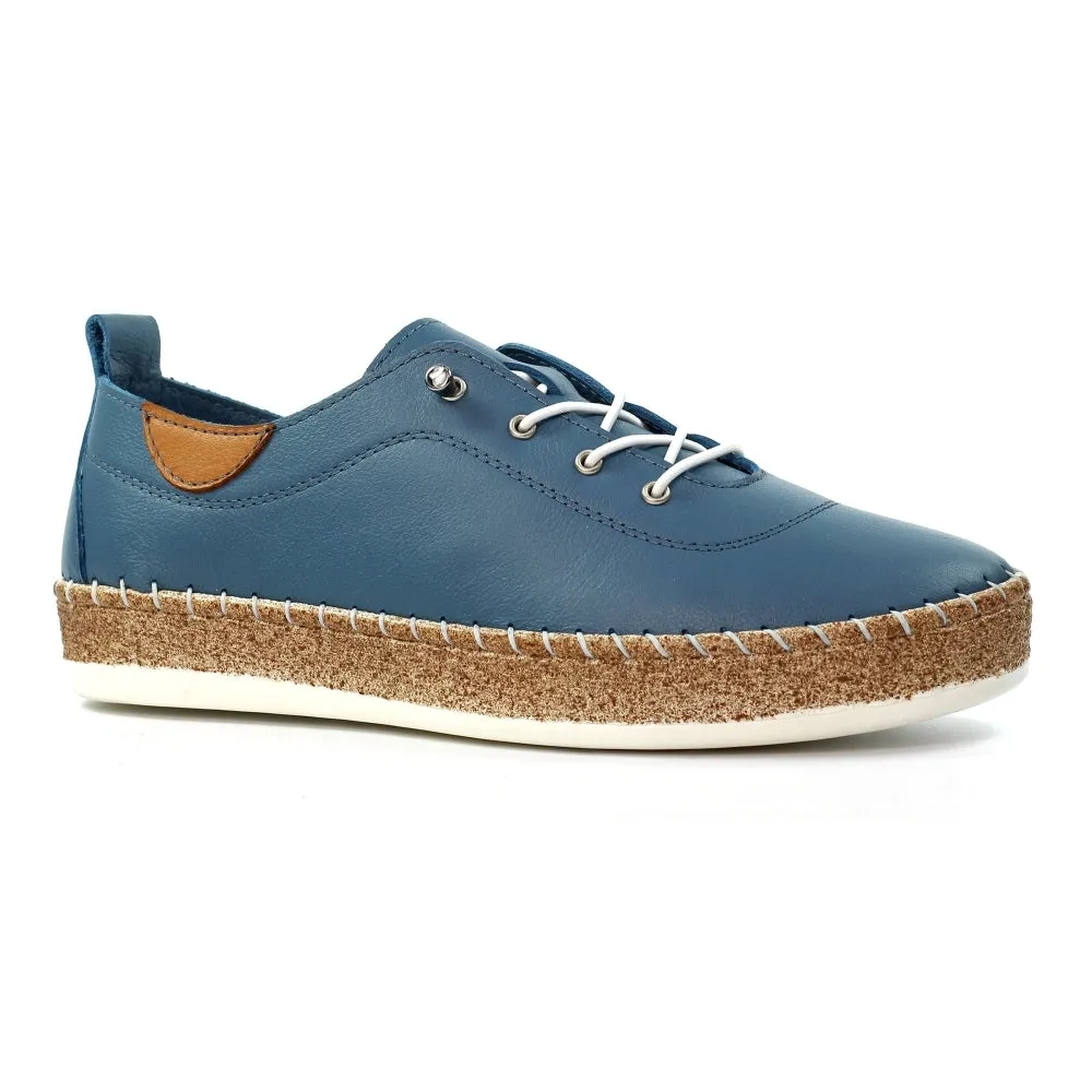 Lunar Evie Soft Leather Slip On Shoes FLE050MB MID BLUE