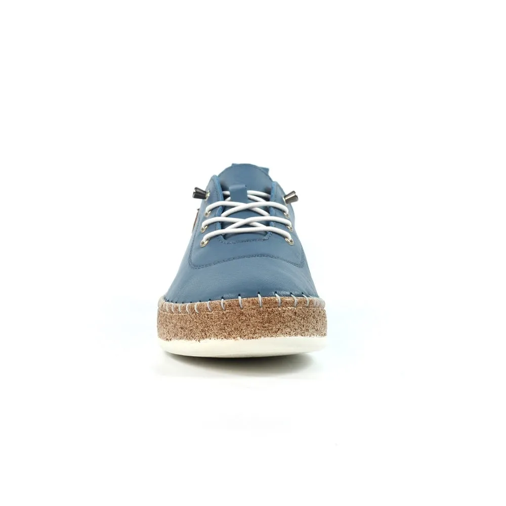 Lunar Evie Soft Leather Slip On Shoes FLE050MB MID BLUE