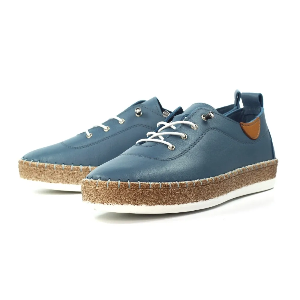Lunar Evie Soft Leather Slip On Shoes FLE050MB MID BLUE