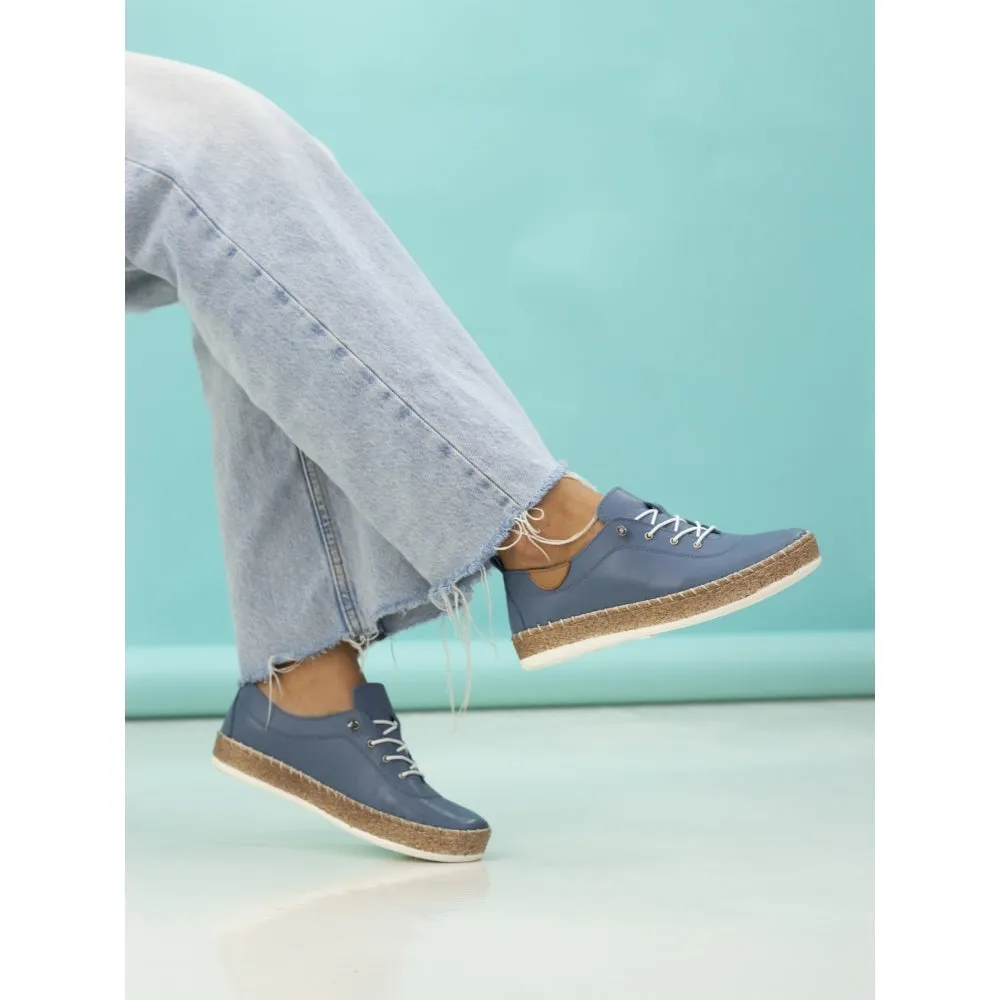 Lunar Evie Soft Leather Slip On Shoes FLE050MB MID BLUE