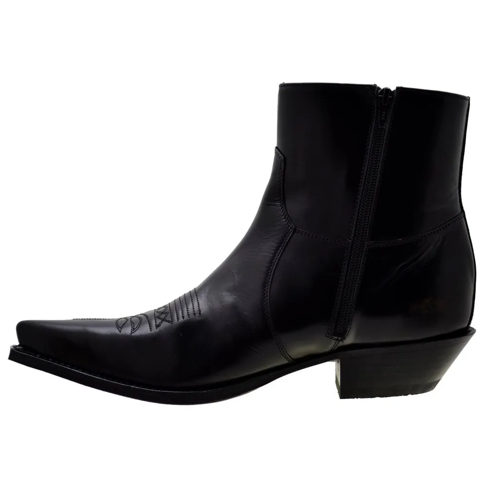 Men's Cowboy Boots Sendra 7826W Black Leather Cuban Heel last pairs 40 45