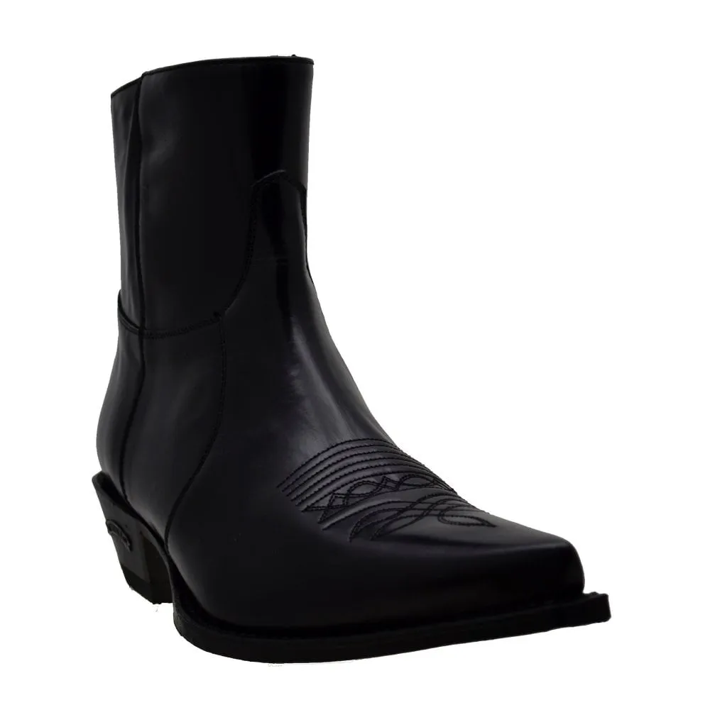 Men's Cowboy Boots Sendra 7826W Black Leather Cuban Heel last pairs 40 45