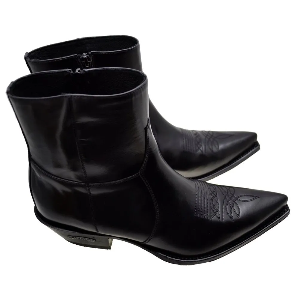 Men's Cowboy Boots Sendra 7826W Black Leather Cuban Heel last pairs 40 45