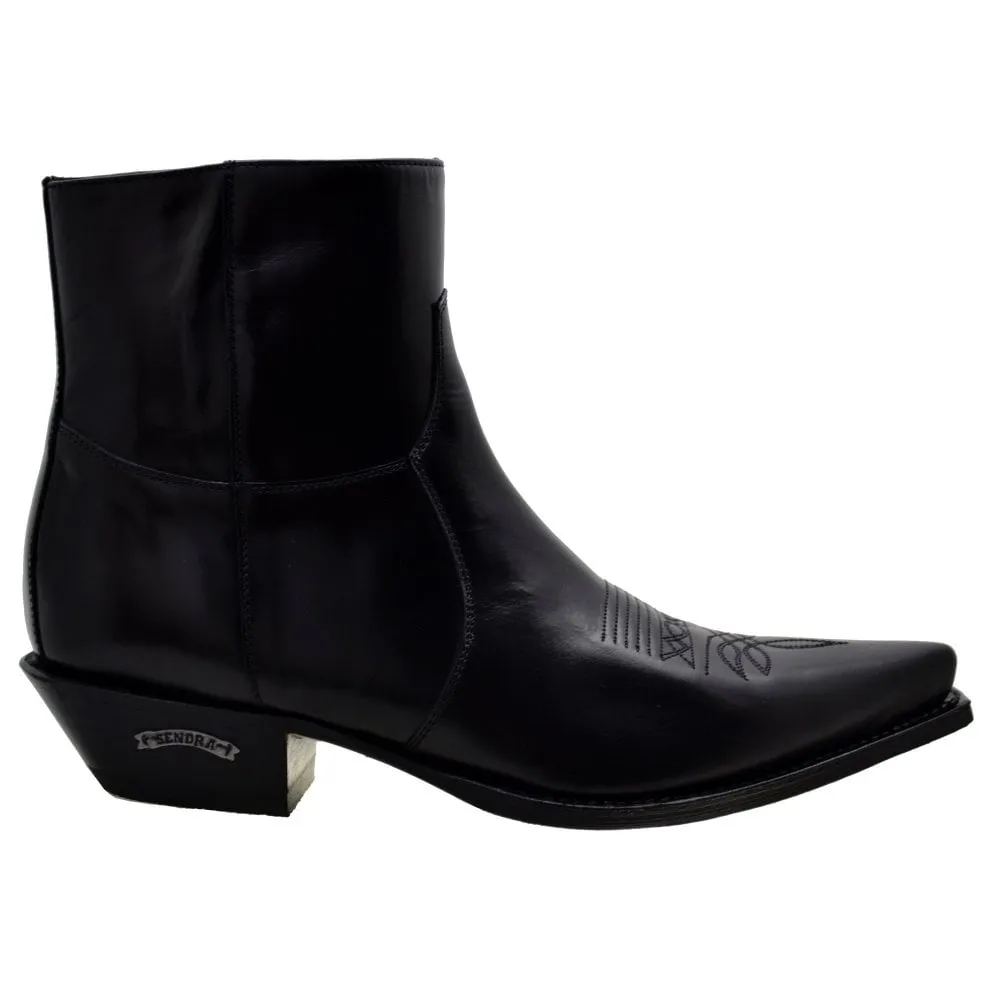 Men's Cowboy Boots Sendra 7826W Black Leather Cuban Heel last pairs 40 45