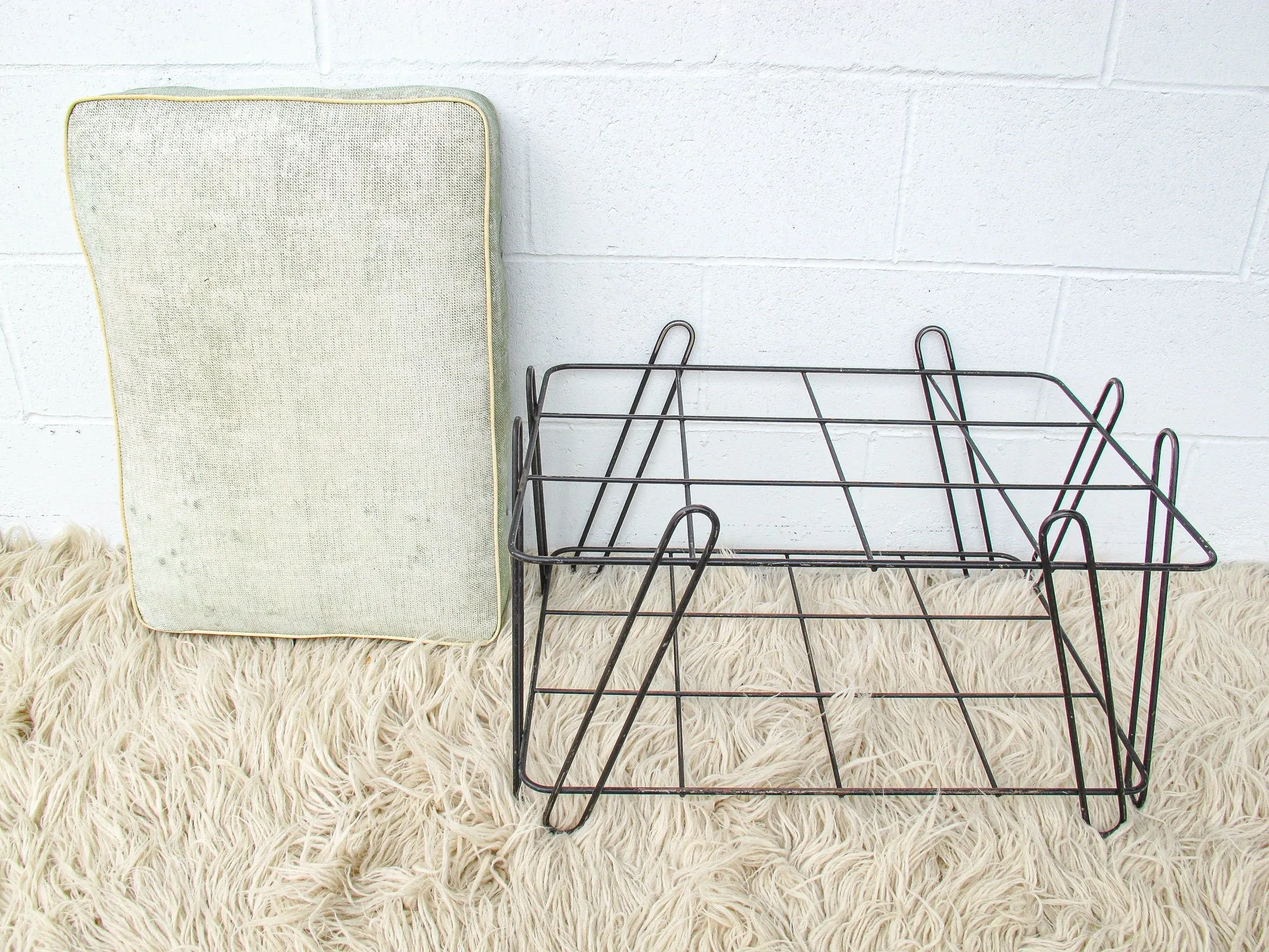Midcentury Stool Bench Ottoman Shoe Rack