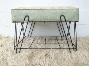 Midcentury Stool Bench Ottoman Shoe Rack