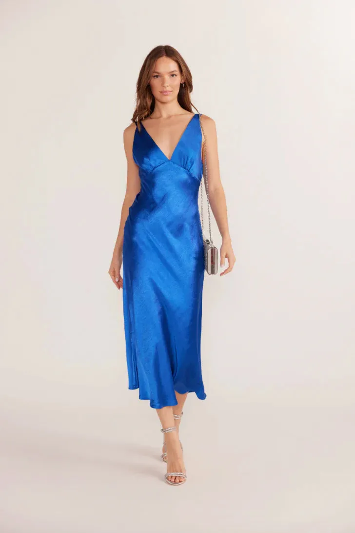 Mink Pink - Aoki Bias Slip Midi Dress - Sapphire Blue