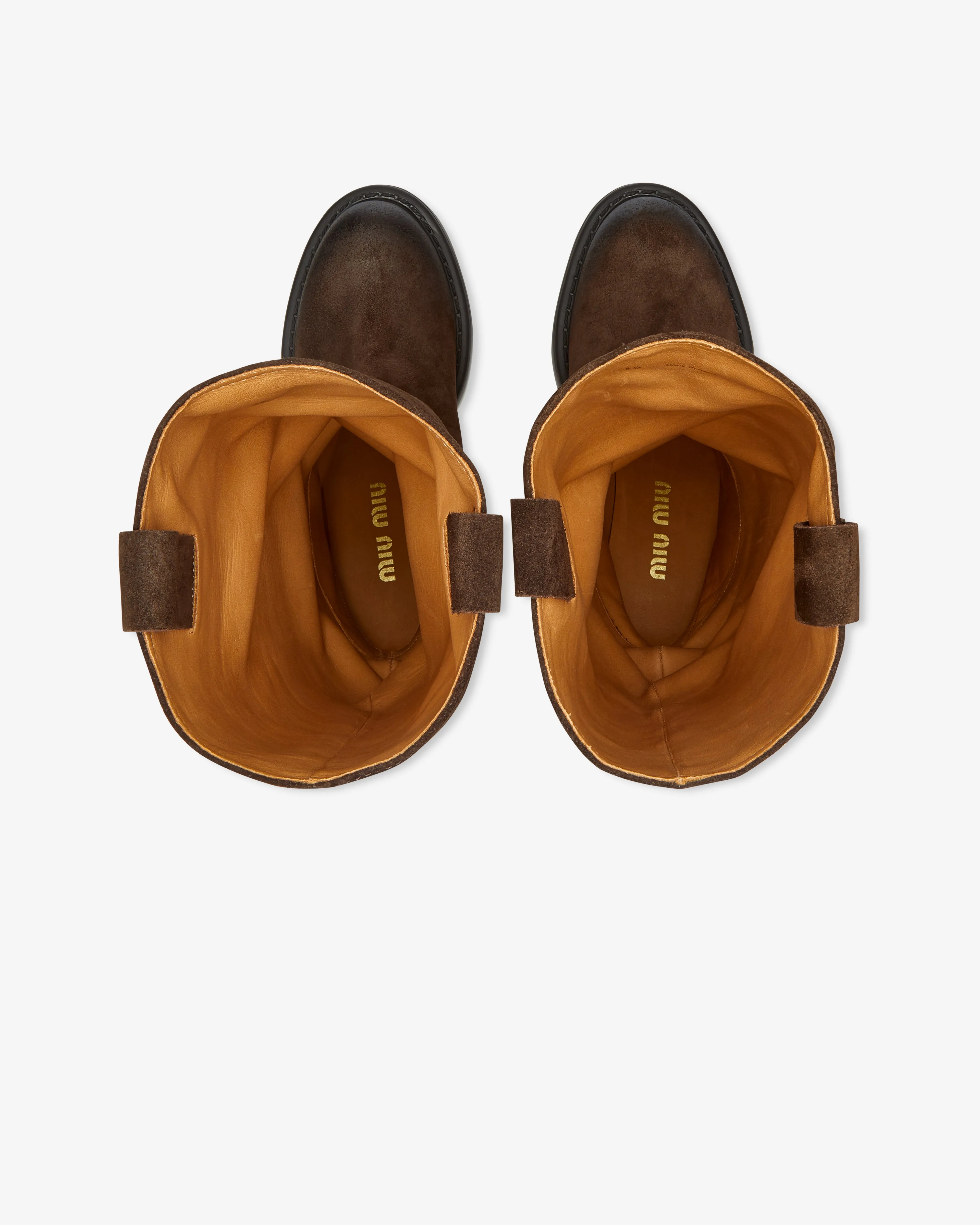 Miu Miu - Women's Suede Boots - (Dark Brown)