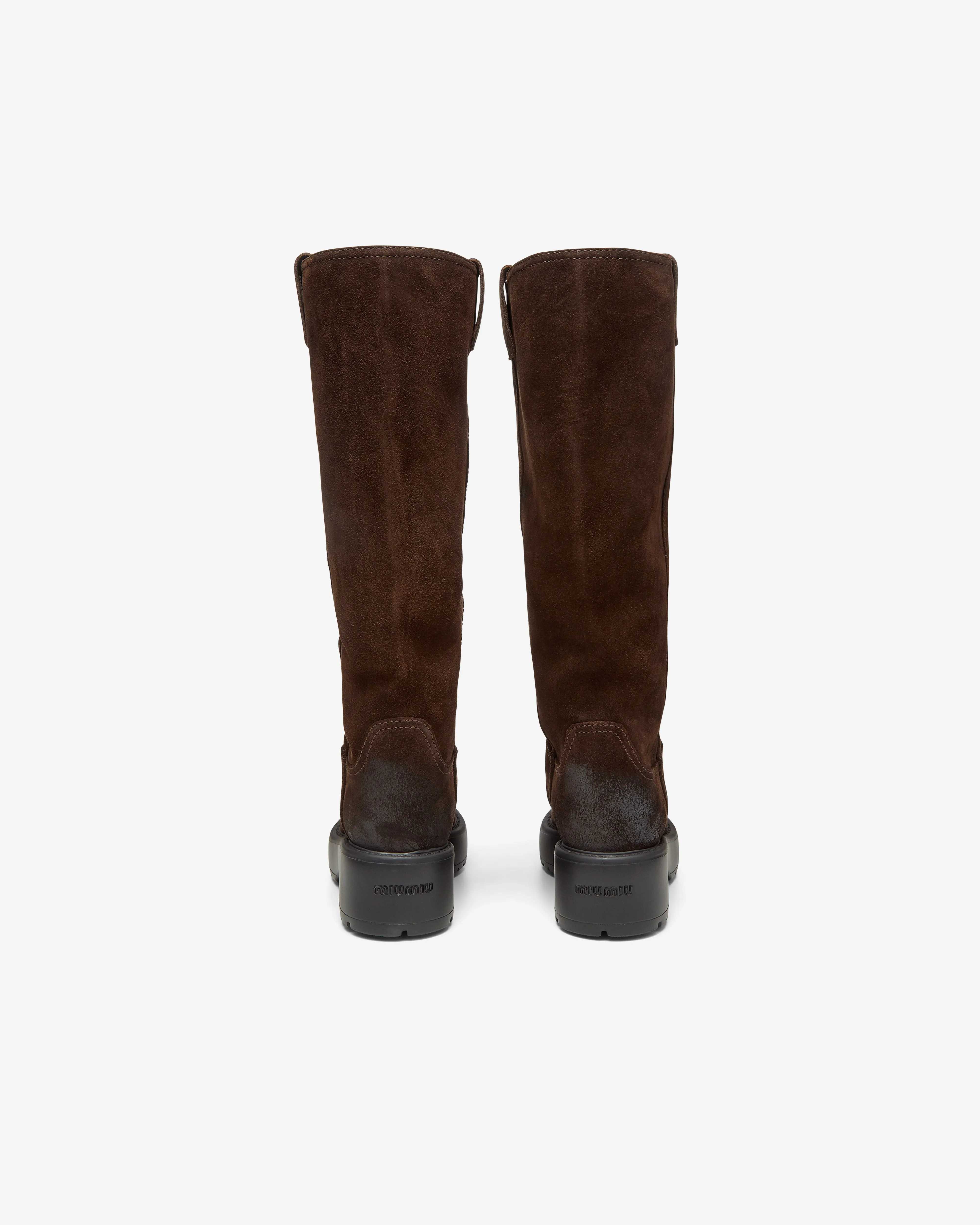 Miu Miu - Women's Suede Boots - (Dark Brown)