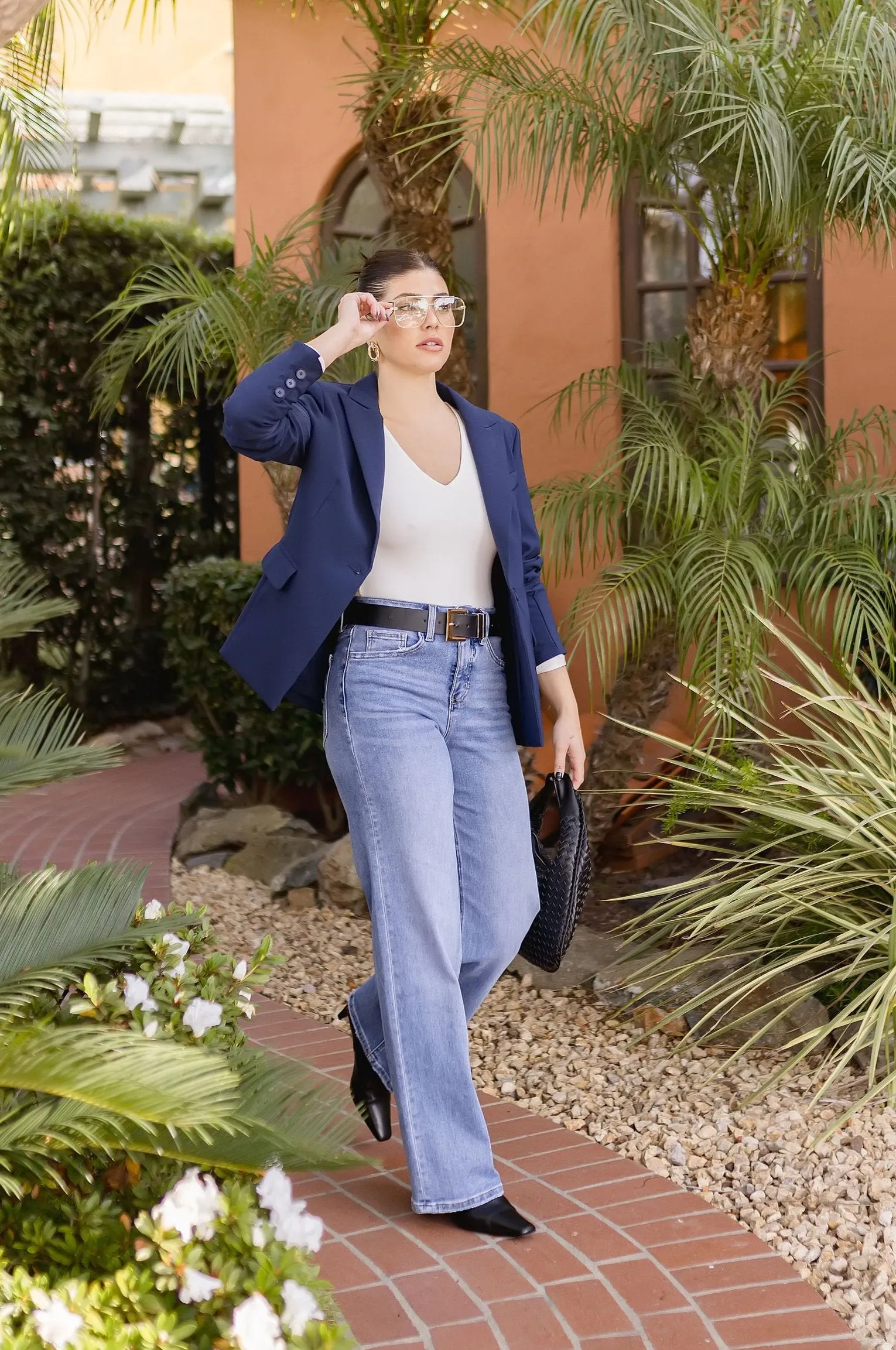 Monique Long Sleeve Notched Lapel Blazer Navy