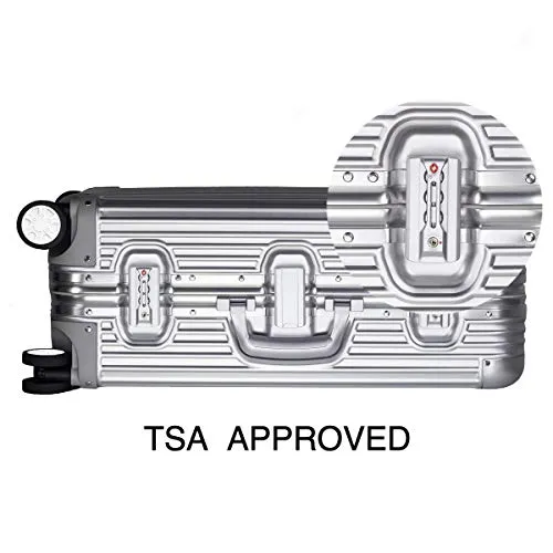 Multi-size All Aluminum Hard Shell Luggage Case Carry On Spinner Suitcase By TravelKing 20"-28" (Silver, 20")