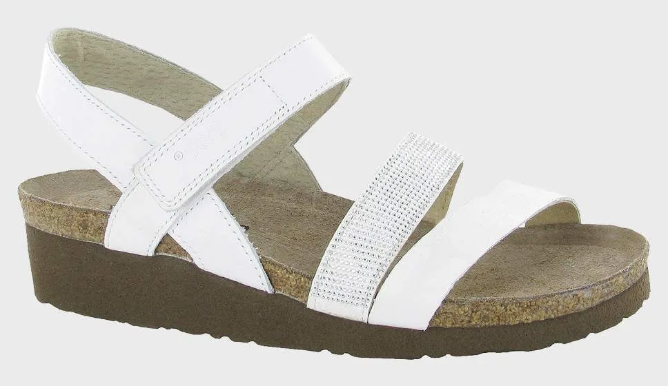 Naot Krista Backstrap Sandal 7807-WB4 White Leather/ Silver Rivets