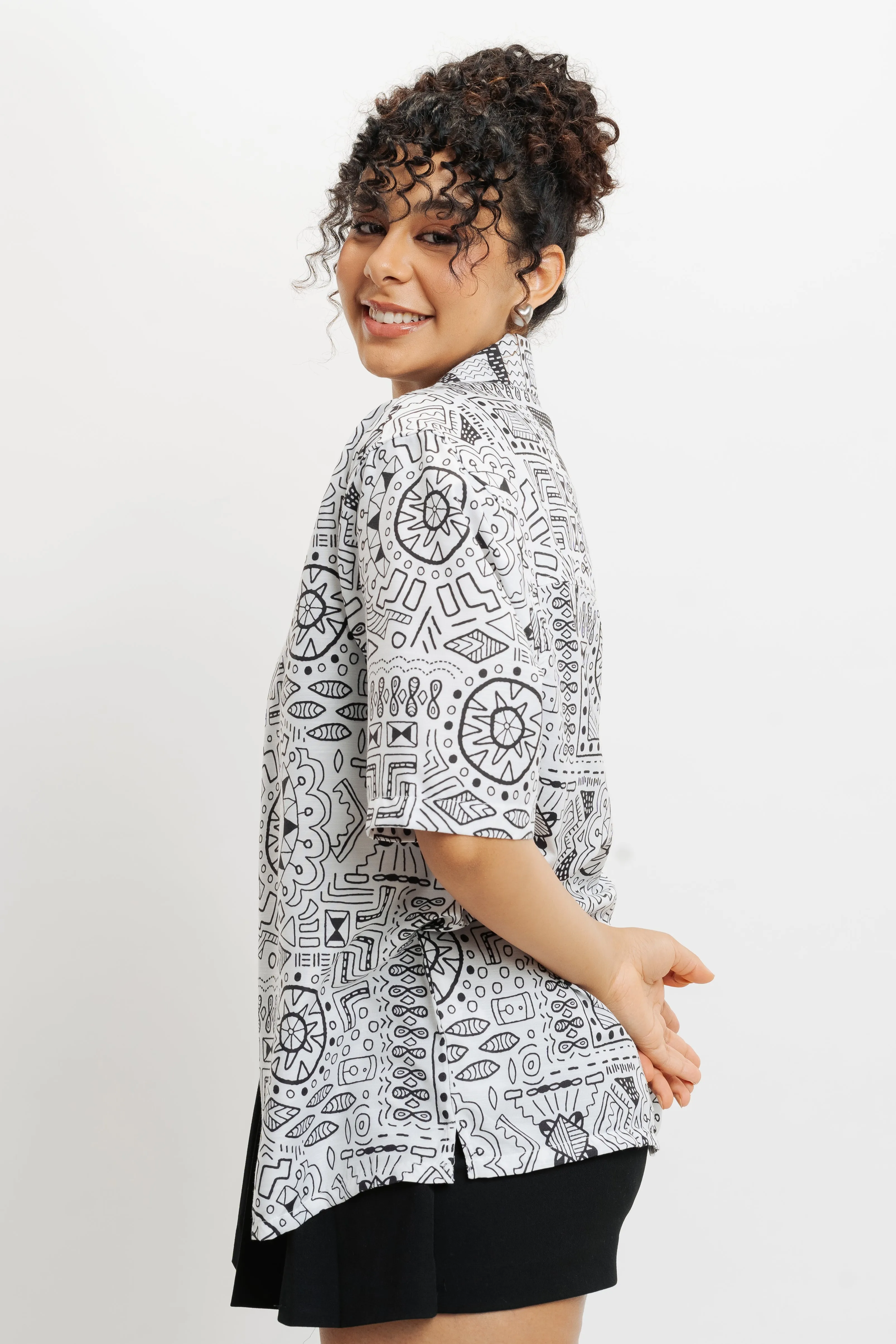 Neo Aztec Resort Collar Women's Shirt