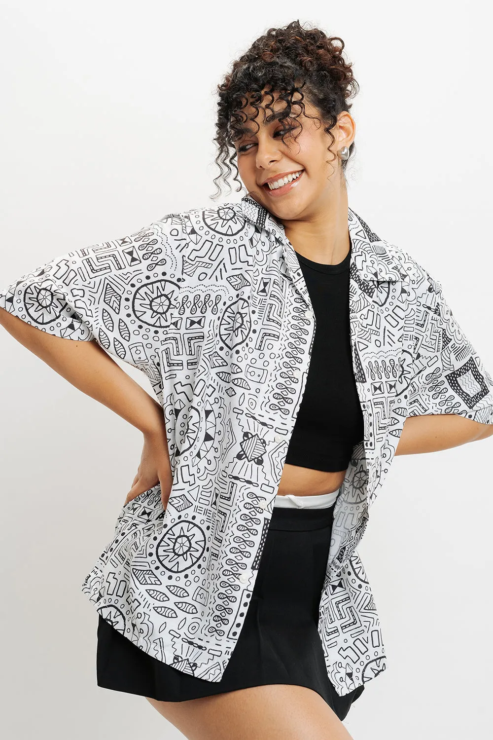 Neo Aztec Resort Collar Women's Shirt