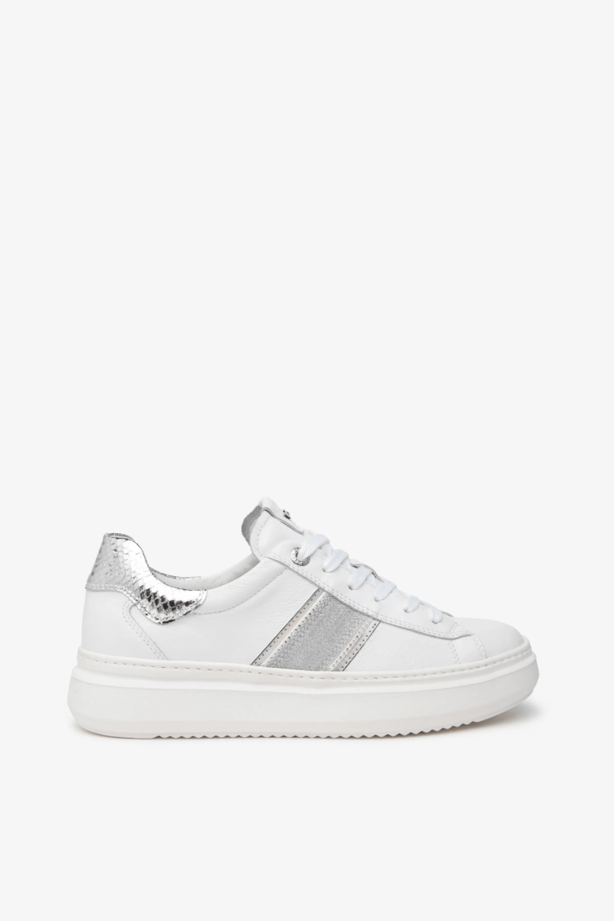 Nero Giardini - E409919D White and Silver Glitz Trainer