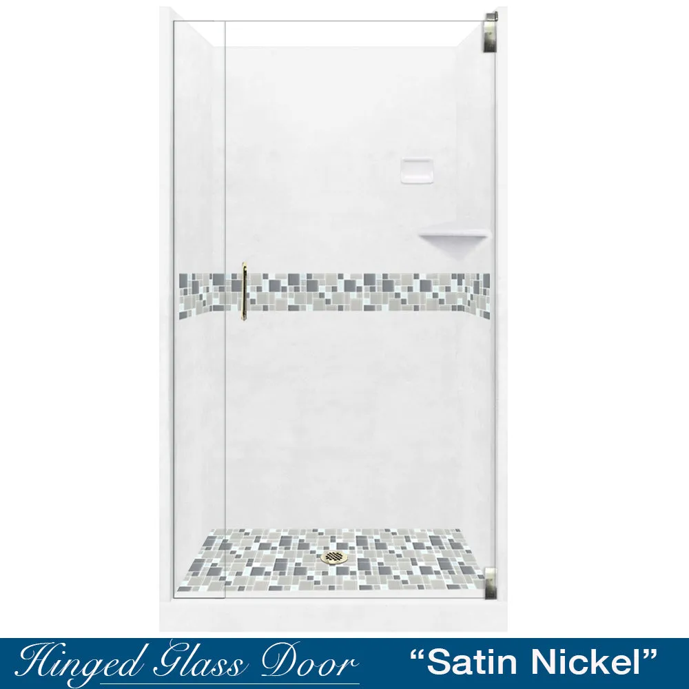 Newport Mosaic Natural Buff Small Alcove Shower Enclosure Kit