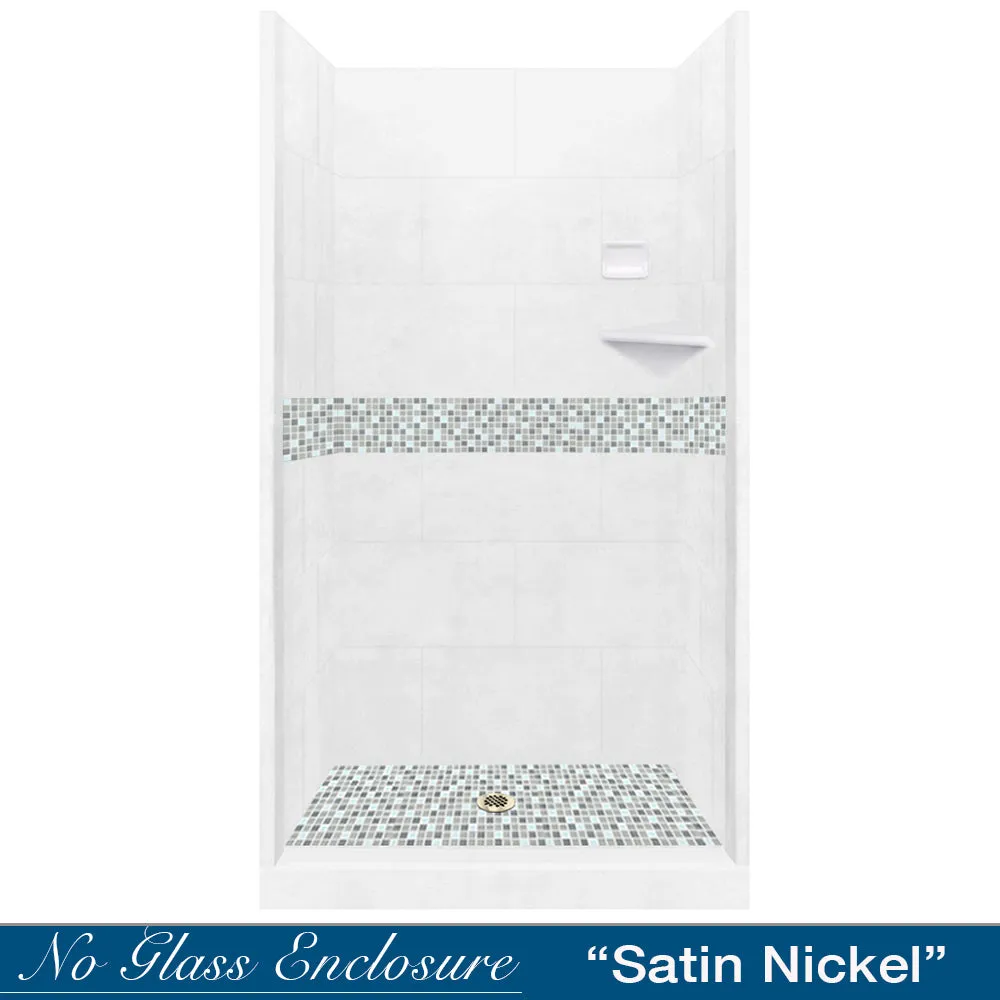 Newport Mosaic Natural Buff Small Alcove Shower Enclosure Kit
