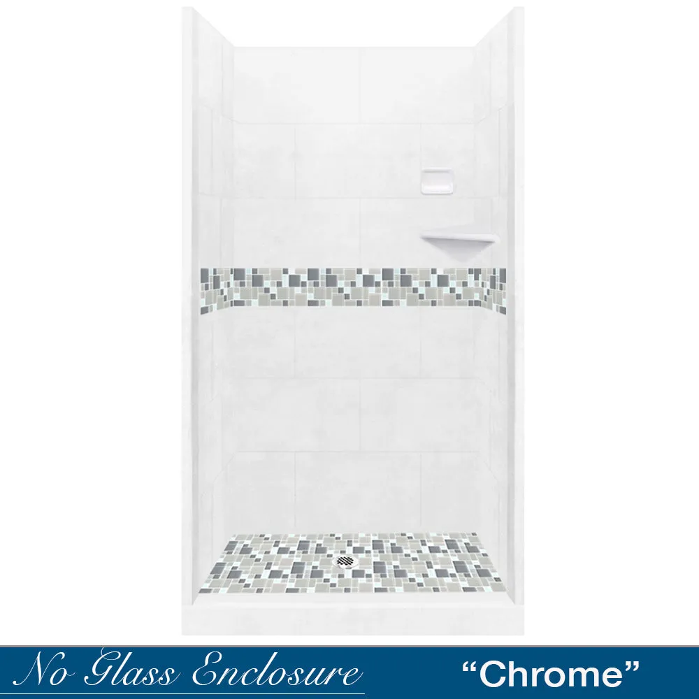 Newport Mosaic Natural Buff Small Alcove Shower Enclosure Kit