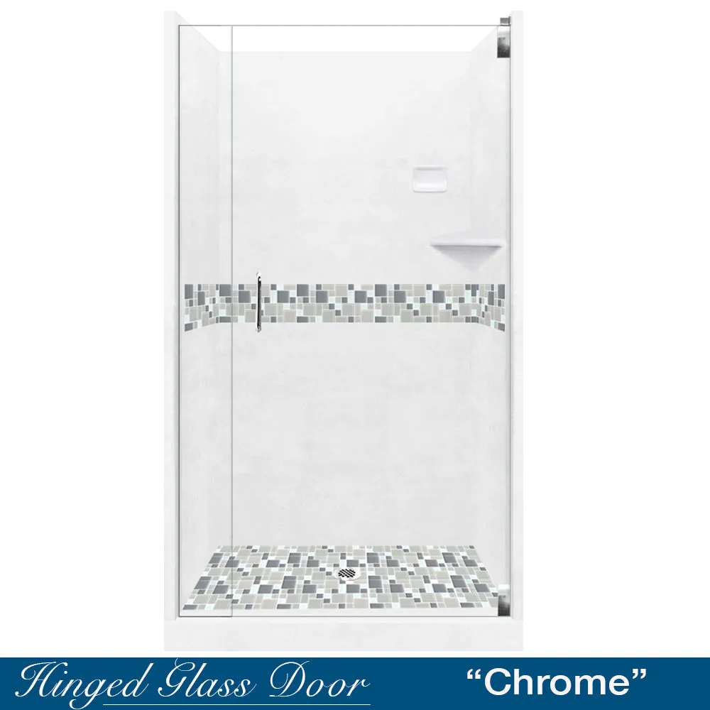 Newport Mosaic Natural Buff Small Alcove Shower Enclosure Kit