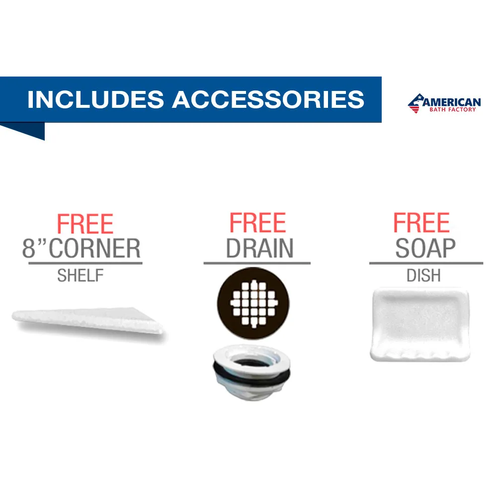 Newport Mosaic Natural Buff Small Alcove Shower Enclosure Kit