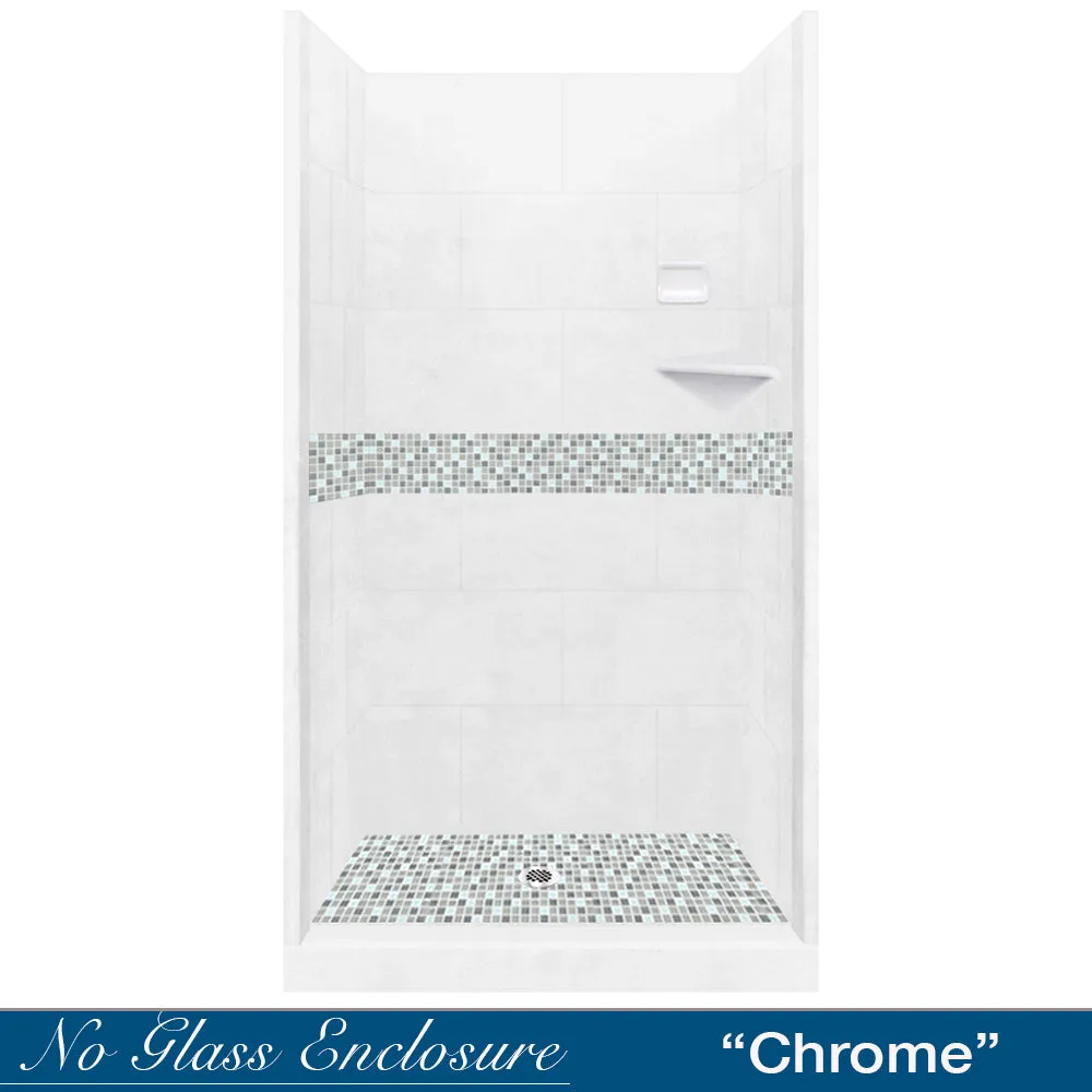 Newport Mosaic Natural Buff Small Alcove Shower Enclosure Kit