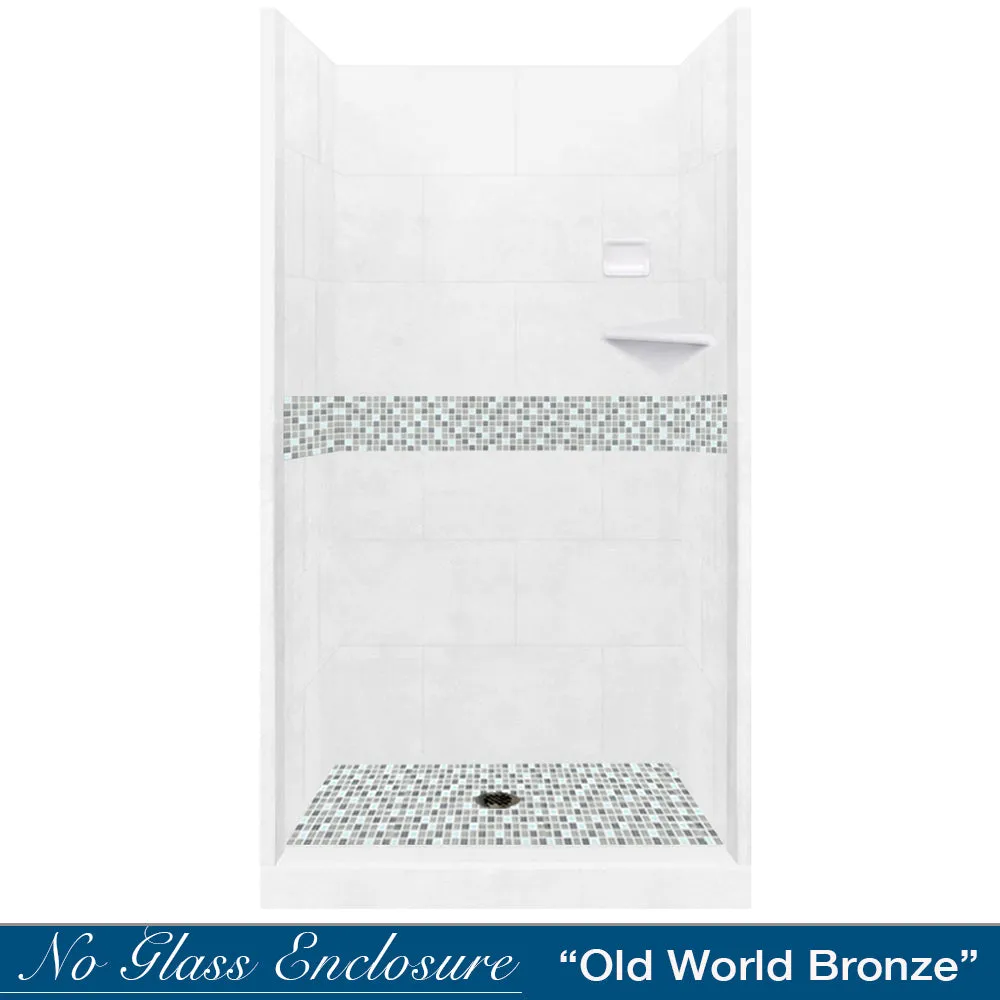 Newport Mosaic Natural Buff Small Alcove Shower Enclosure Kit
