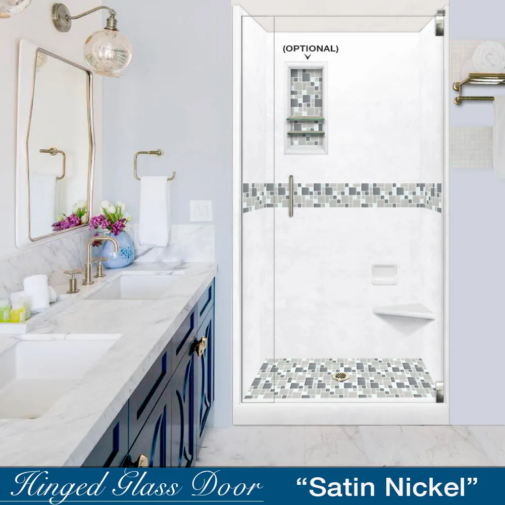 Newport Mosaic Natural Buff Small Alcove Shower Enclosure Kit