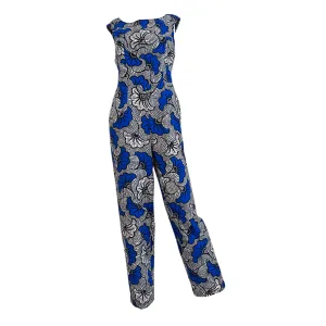 Nilaja Open Back Jumpsuit - Blue/Grey Rolls Royce