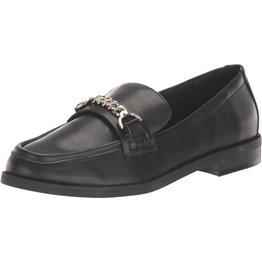 Pastry Black Leather Anne Klein Loafer Flats