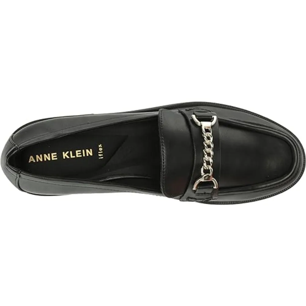Pastry Black Leather Anne Klein Loafer Flats