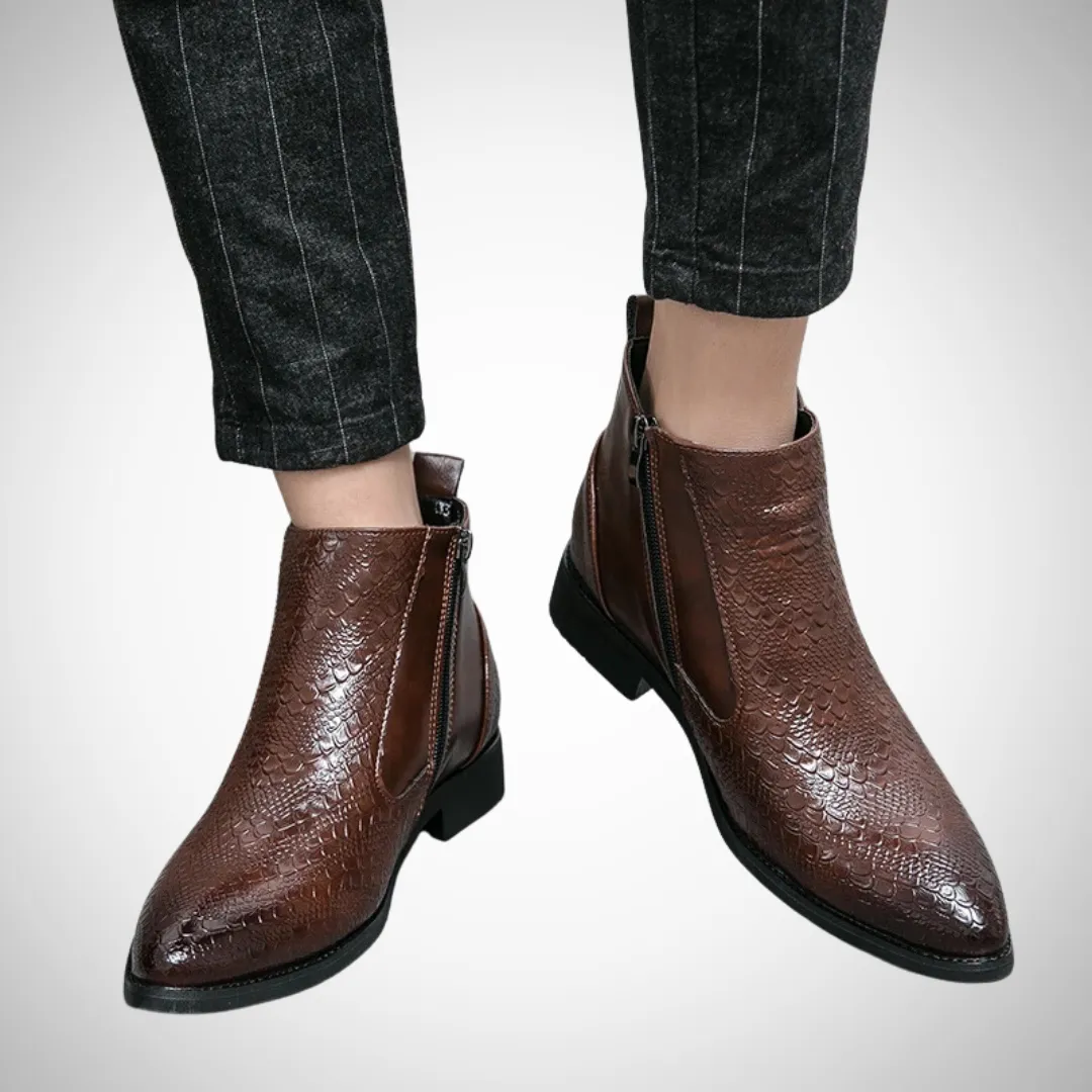 Petur Crocodile-Embossed Chelsea Boots