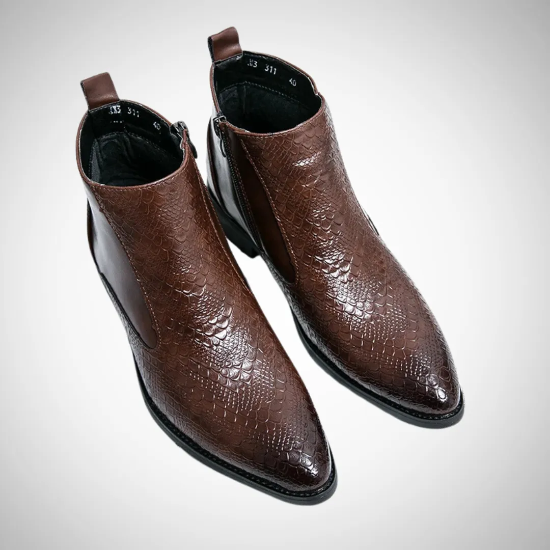 Petur Crocodile-Embossed Chelsea Boots