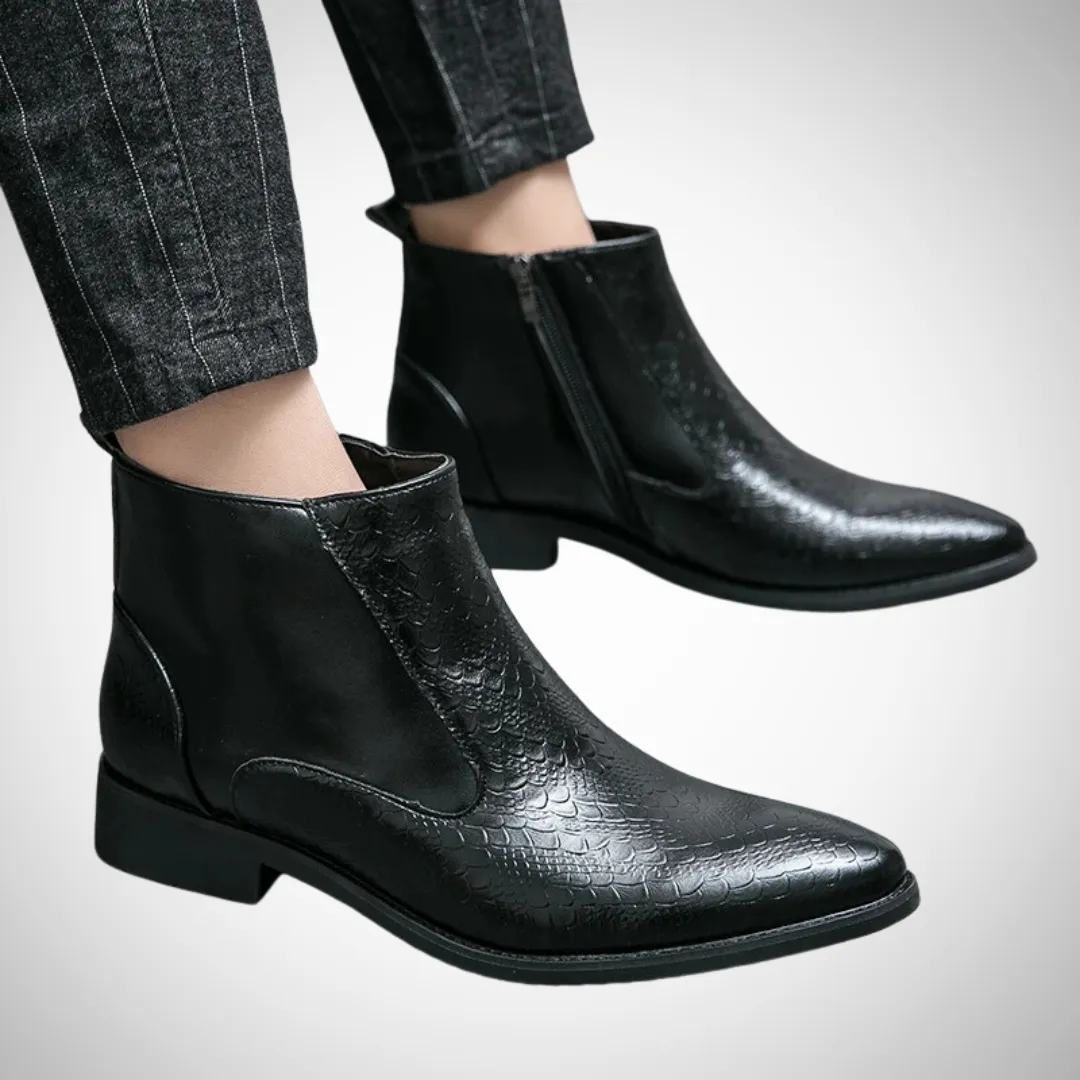 Petur Crocodile-Embossed Chelsea Boots