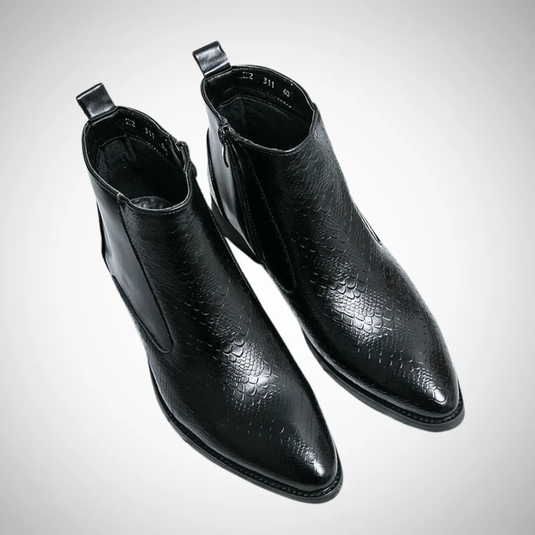 Petur Crocodile-Embossed Chelsea Boots