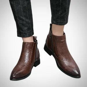 Petur Crocodile-Embossed Chelsea Boots
