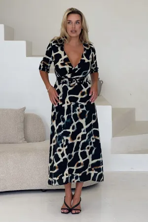 Piper Wrap Animal Print Maxi Dress