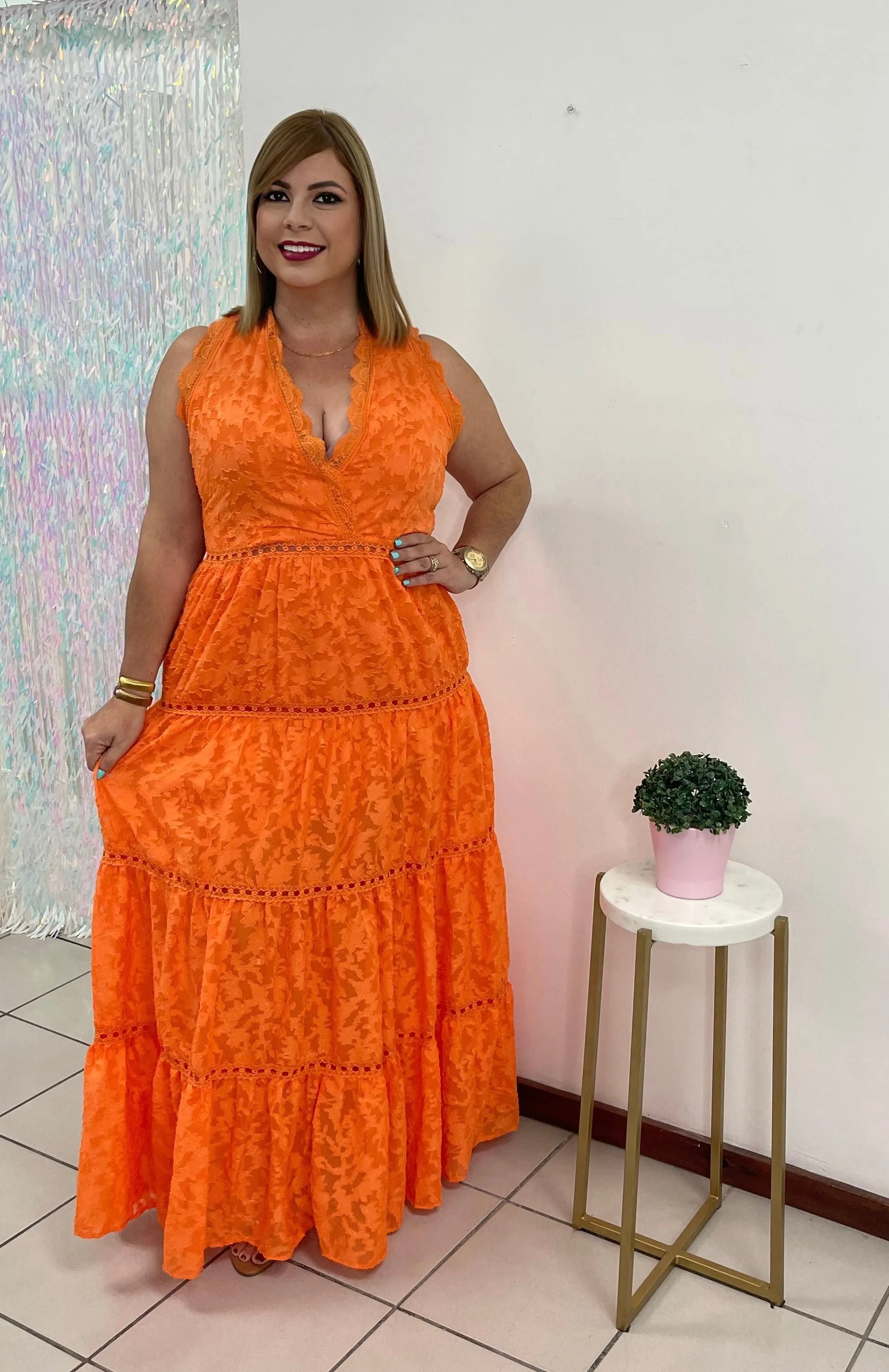 Plus Orange Maxi Dress