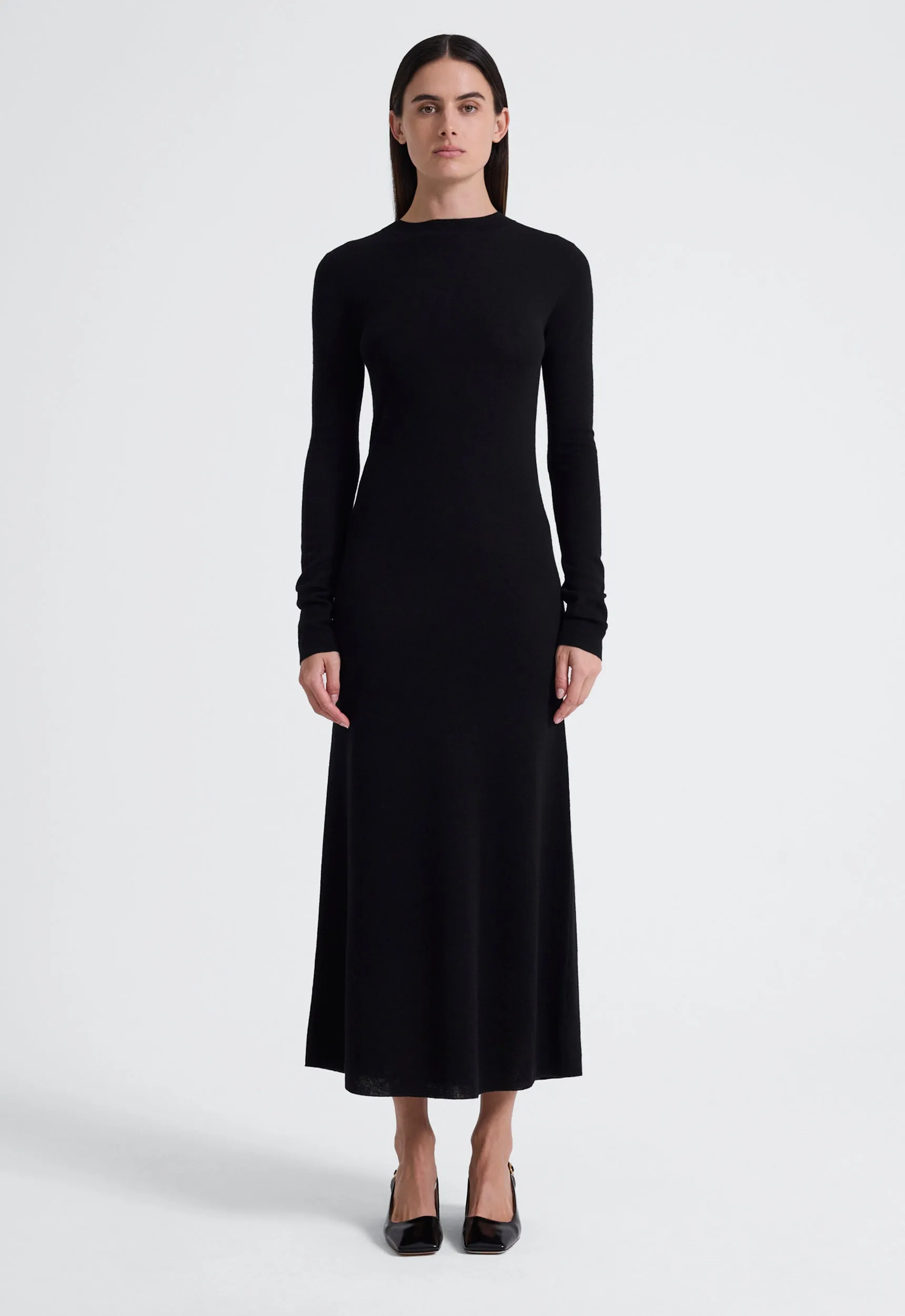 Puzzle Wool Midi Dress - Black
