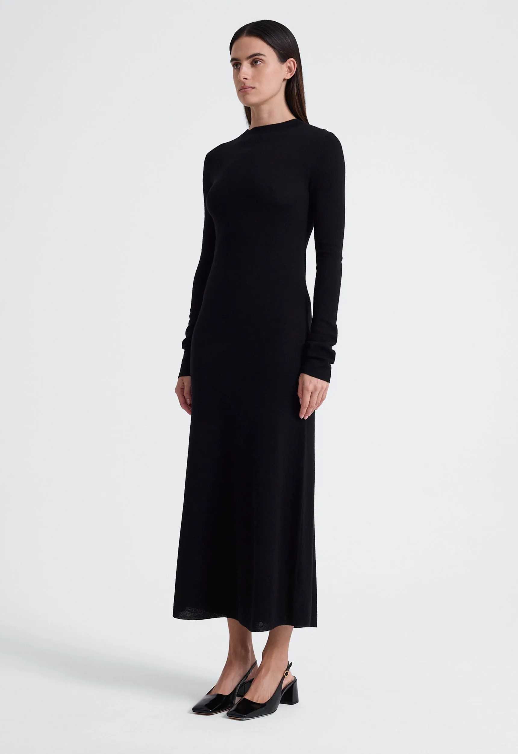 Puzzle Wool Midi Dress - Black