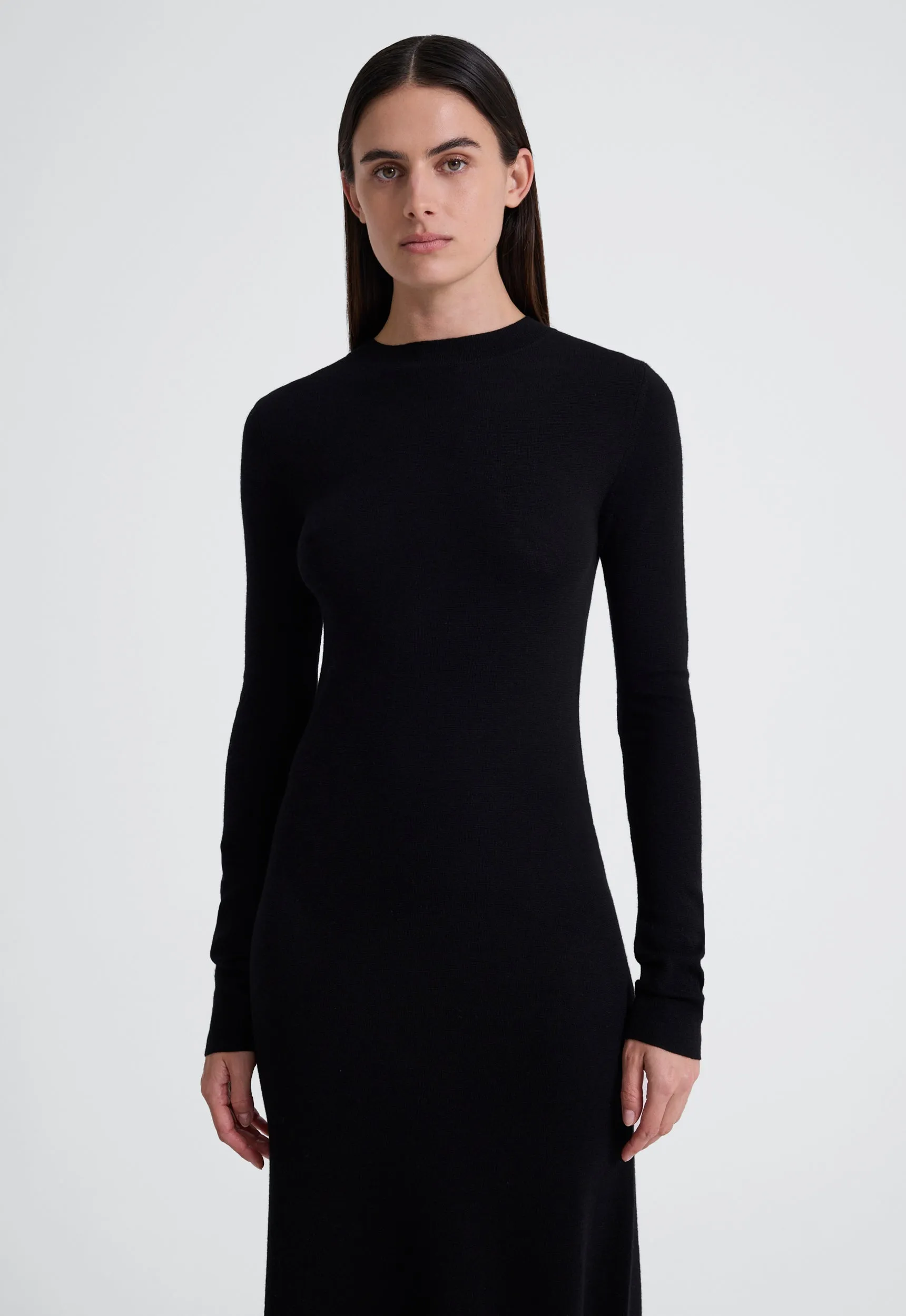 Puzzle Wool Midi Dress - Black