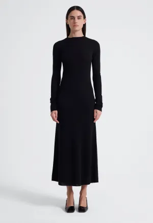 Puzzle Wool Midi Dress - Black