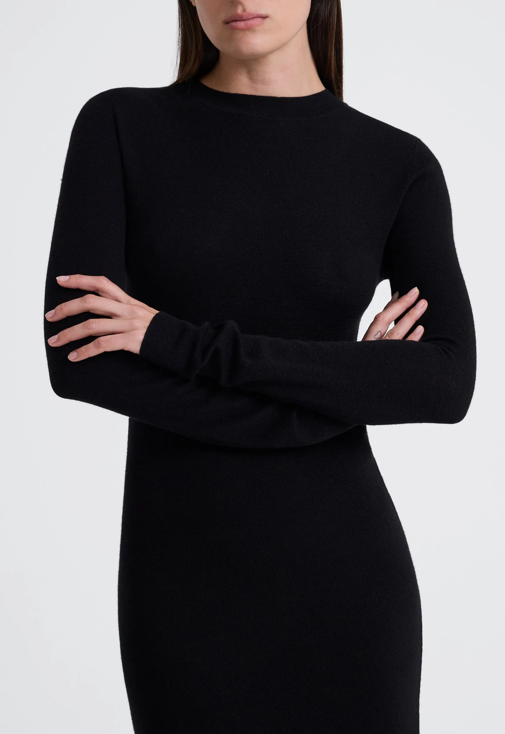 Puzzle Wool Midi Dress - Black
