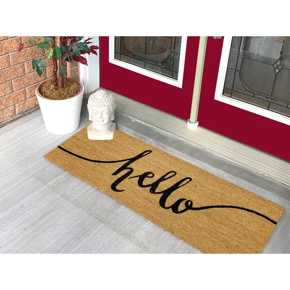"Hello" Large Coir Double Door Mat