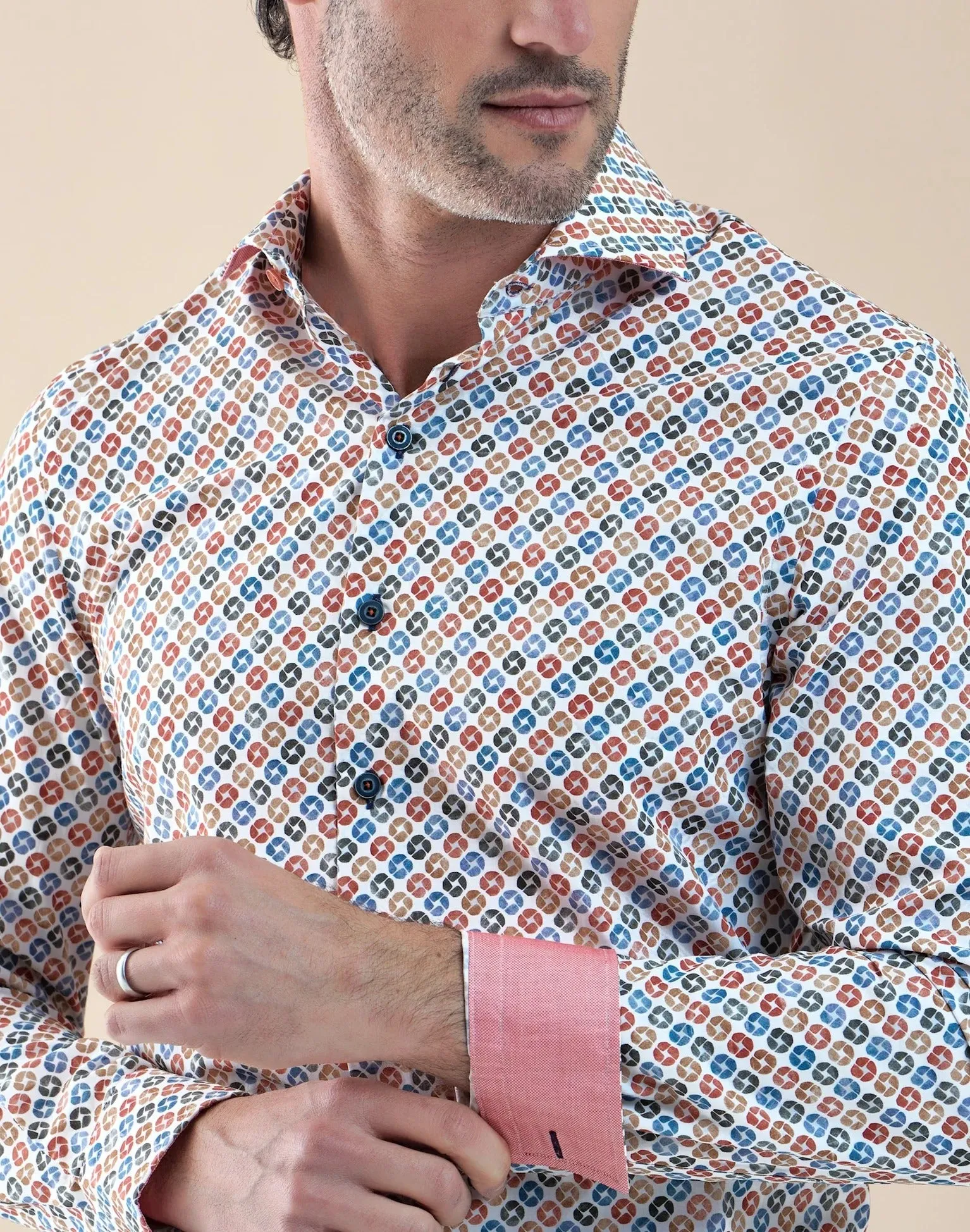 R2 Amsterdam Multicolor Cup Print Cotton Shirt
