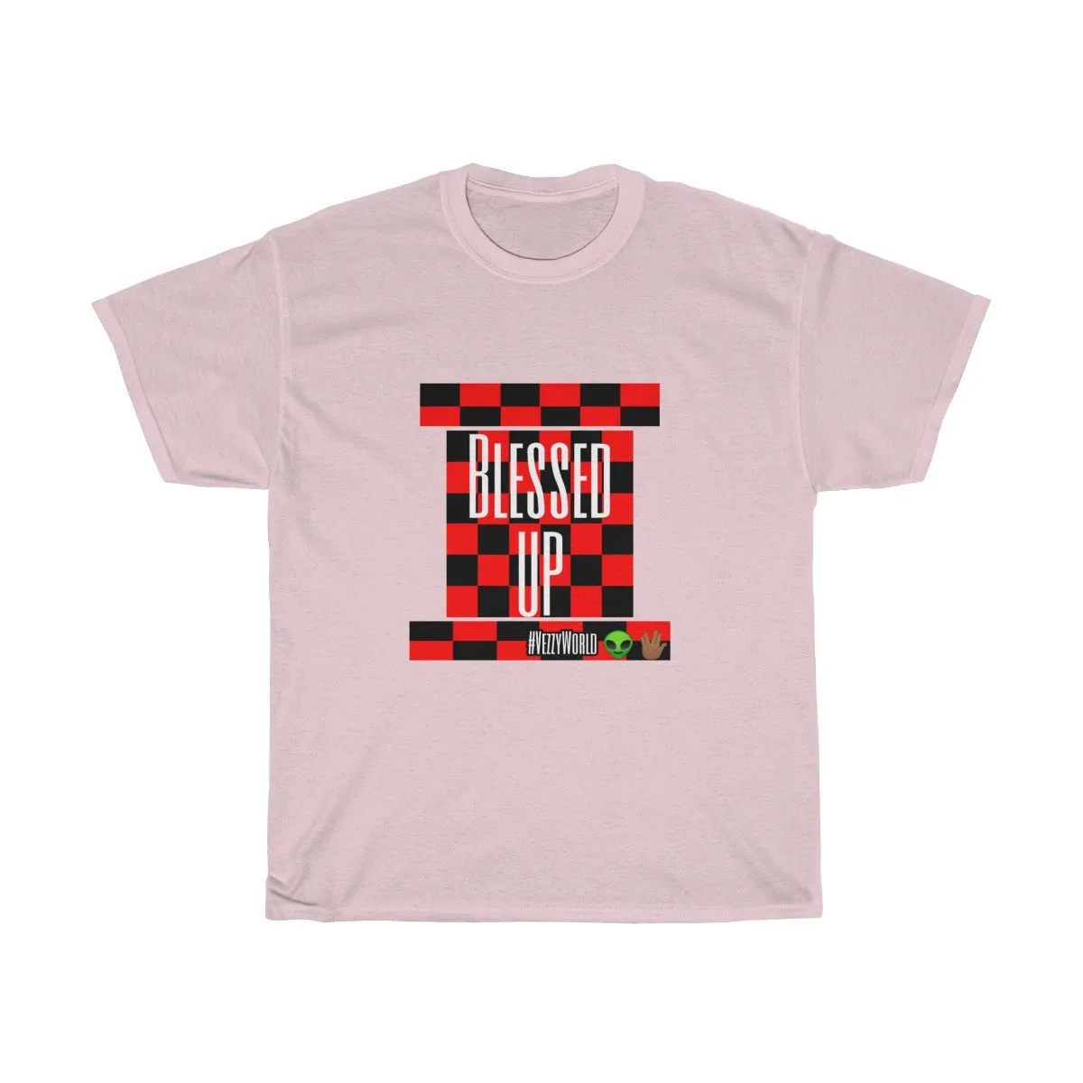 Red Checkered " Blessed Up" Tee 