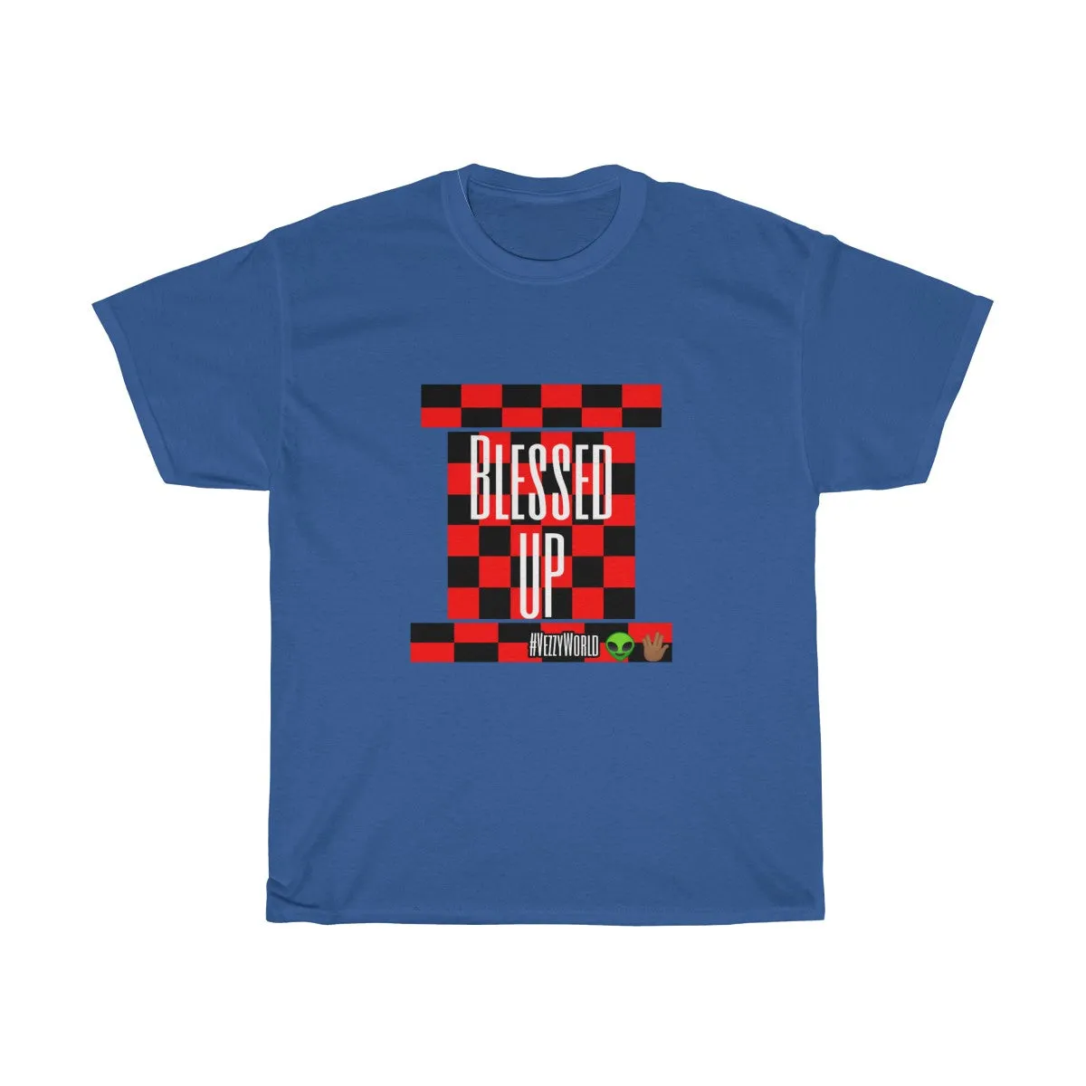Red Checkered " Blessed Up" Tee 