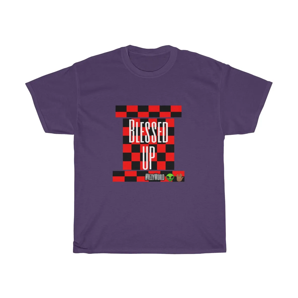 Red Checkered " Blessed Up" Tee 