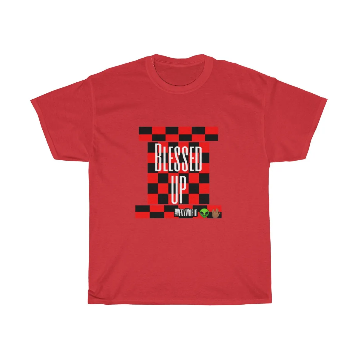 Red Checkered " Blessed Up" Tee 